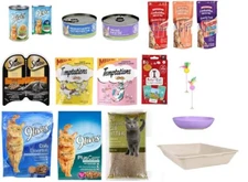 Cat Food Bundle Travel Pack Kit - Essential Cat Supplies, Dry & Wet Food, Treats