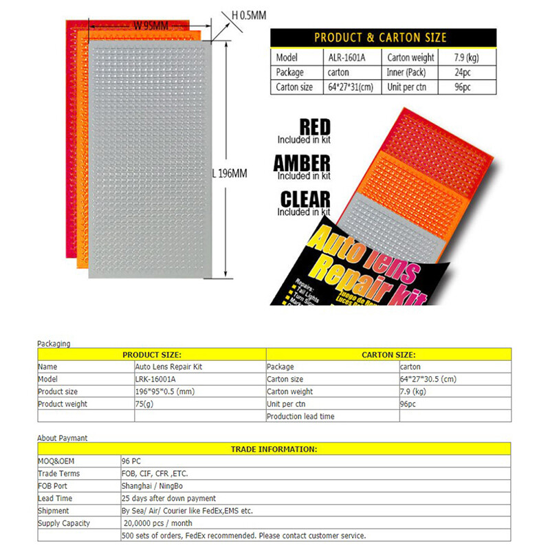 3pcs Auto lens tail light repair kit, DIY fix broken car grid tail lens