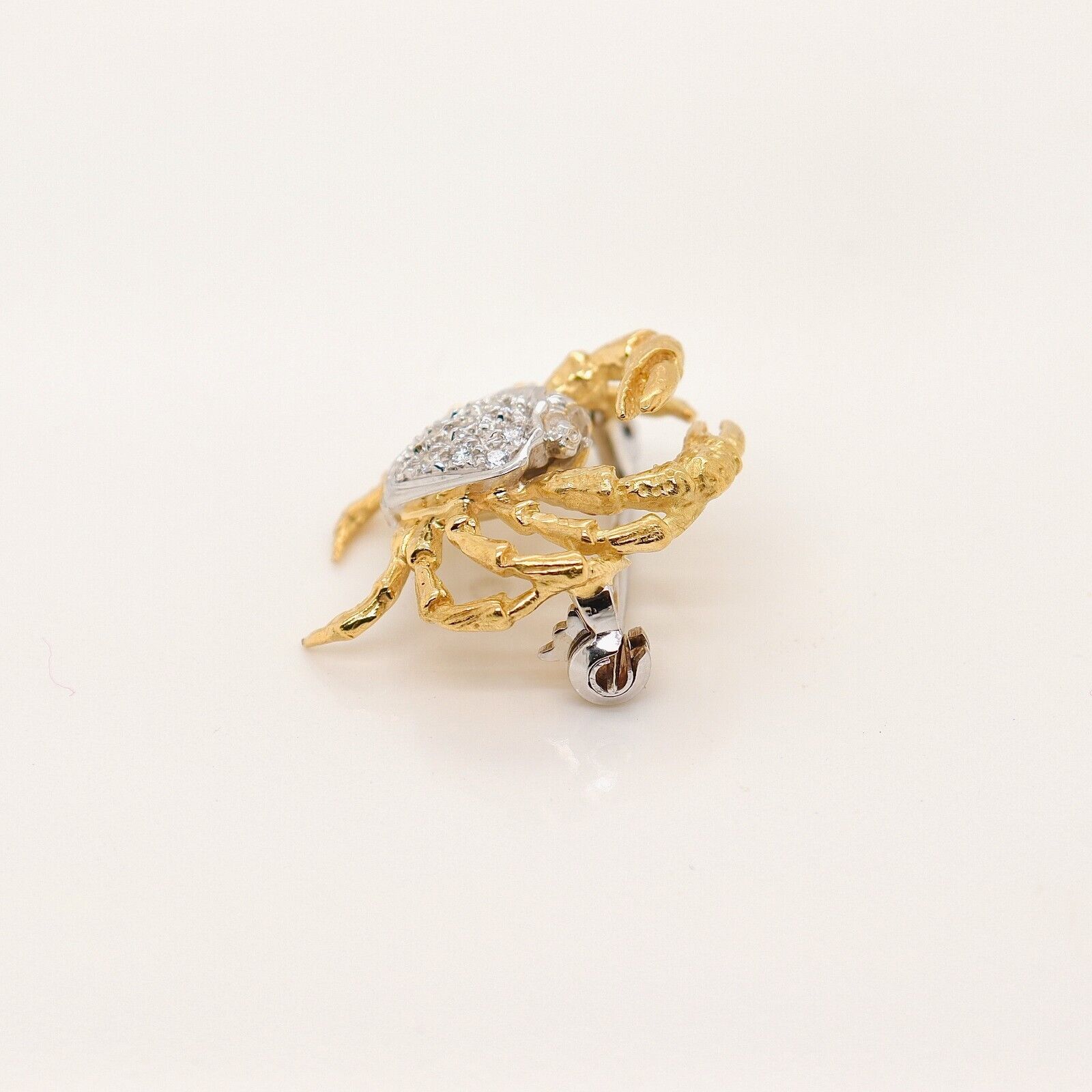 Signed Damiani 18k Gold & Diamond Crab Shaped Bro… - image 10
