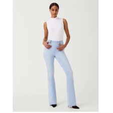 Spanx High Rise Pull-On Flared Wide Leg Jeans Light Wash Denim Medium