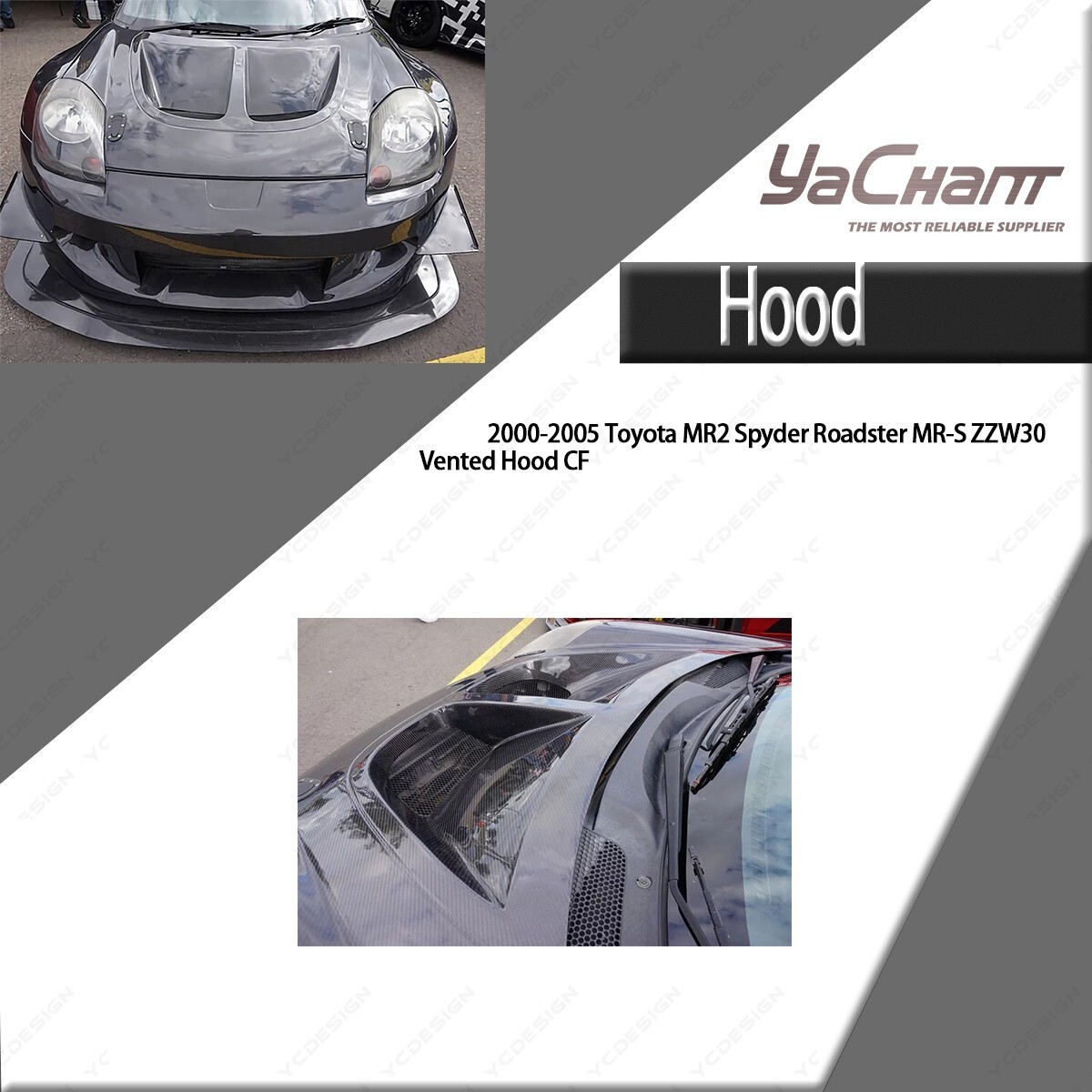 Carbon Vented Hood For 00-05 Toyota MR2 Spyder Roadster MR-S ZZW30