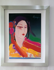 PETER MAX + GEISHA POP ART +  1990'S SIGNED PRINT  + NEW SILVER FRAME