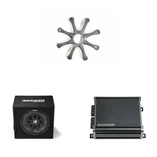 Kicker 12" Ported Comp Subwoofer Enclosure and Amp Bundle Includes Grill ( 43...