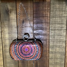 Borsa da sera pochette anello paillettes caleidoscopio Baigio multicolore leggi descrizione
