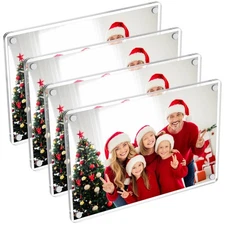 4 Pack 4×6 In Acrylic Fridge Magnetic Frame, Photo Picture Frames, Double Sid...