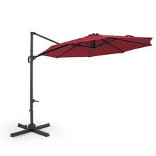 10 FT Patio Cantilever Umbrella w/360 Rotation, Easy Tilt Adjustment, 8 Ribs