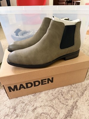 Steve Madden Men's Highline Chelsea Boots Suede, Olive, Size 10