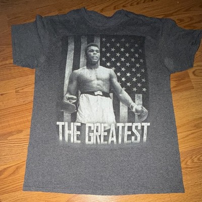 Men's M Gray Muhammad Ali ''The Greatest'' Graphic Print Crew Neck Cotton T-Shirt