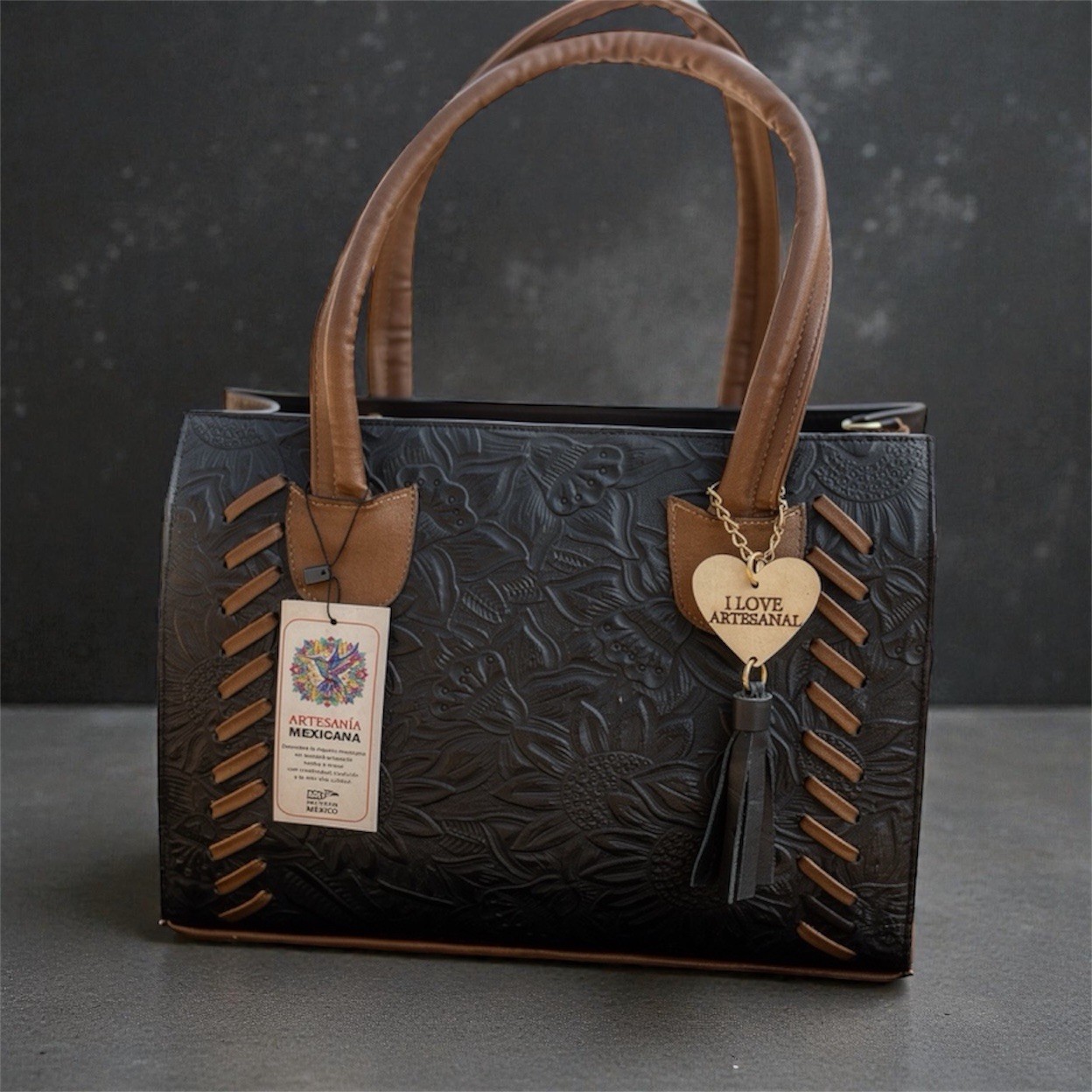 Genuine Leather Handbag – Mexican Artisan Tooled Bag – Made in Mexico