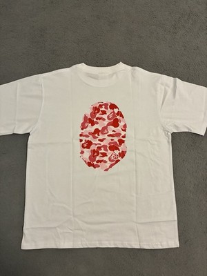 A Bathing Ape BAPE T-Shirt Weiß Größe M In Pink mit Backprint Neu