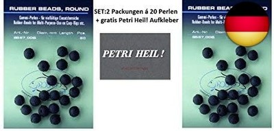 Set: 2 Packungen (2X 20 Stück) von Jenzi Gummiperlen 8mm Rubber Beads+ gratis 
