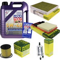 Mann Inspektionspaket 5L Liqui Moly 5W-40 FüR VW Polo 1.6 16V Seat Ibiza III