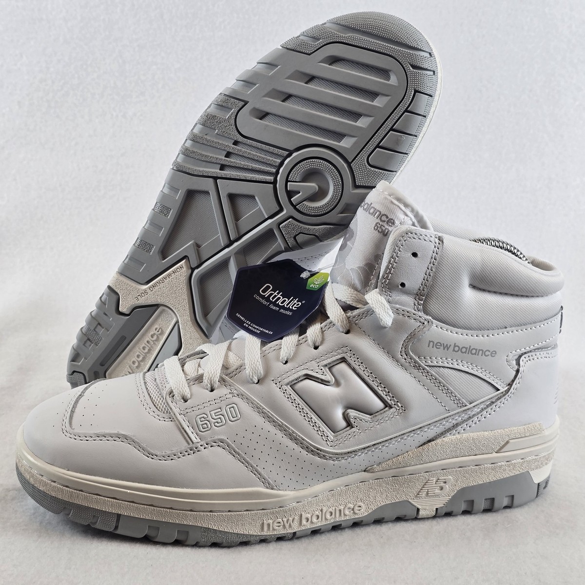 $140 New Balance Mens 10.5 650 Shoes White Grey BB650RWW EU 44.5