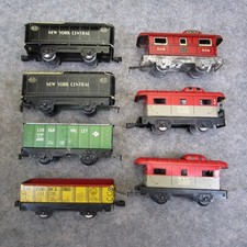 Vintage MARX New York Central caboose Box Lot of Tin Train Cars - 7 Total