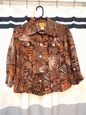 Ruby Rd Brown Multi Burn Out Jacket Size 12P Button Up Breast Pockets