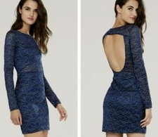 Express Metallic Lace Cut Out Back Sheath Dress L
