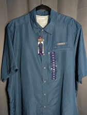 Eddie Bauer Short Sleeve Tech Woven Teal Fishing Vented Shirt Men's Size XXL NWT