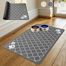 Dog Food Mat, Absorbent Pet Feeding Mat for Food and Water Bowls, Placement P...