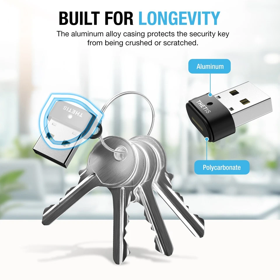 Chave de segurança Thetis Nano-A FIDO2 hardware dispositivo chave de passagem com porta USB A - 1 pacote - Imagem 4 de 4