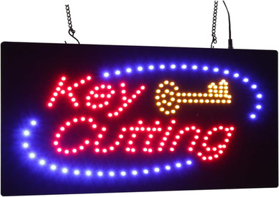 Bright LED Key Cutting Sign - 19''x10'' Neon Display for Grand Openings