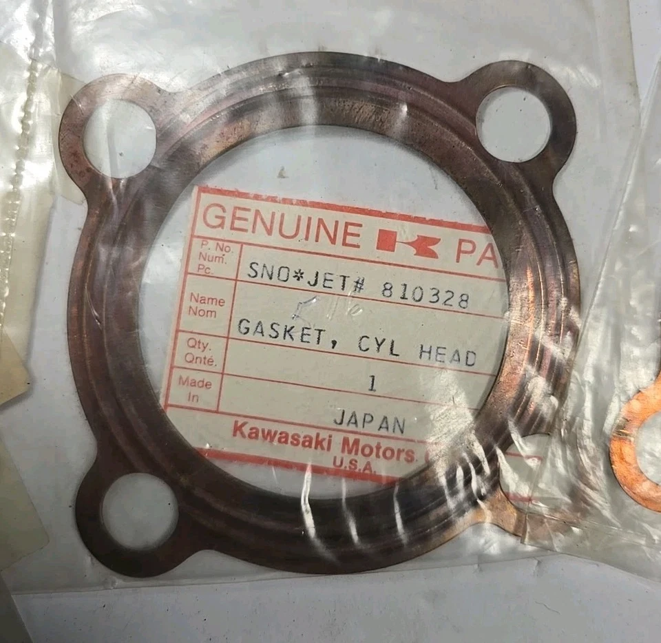 PAR DE JUNTAS DE CULATA KAWASAKI SNO JET ASTRO SS Y-338 #810328 x3 NOS/OEM Foto 2 de 3