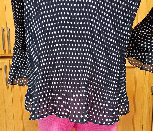 Essentials Milano Blouse Extra Large Polka Dot Ruffle Button Up Top Shirt - Picture 9 of 12