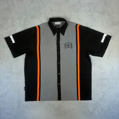 Vintage Mongoose 2000s BMX Racing Pit Black Grey Size Large Stud Button Up Shirt