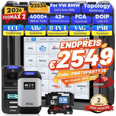  XTOOL X100MAX2 Profi Diagnosegerät+J2534+KC501 Adapter Schlüsselprogrammierer
