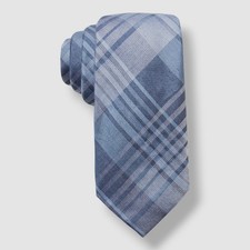 Ryan Seacrest Distinction Men's Blue Silk Lavine Plaid Neck Tie Size 57x3