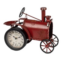 Standuhr, Tischuhr Traktor Rot L. 30Cm Metall + Glas Formano