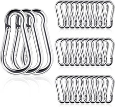 "30 Small Carabiner Clip 1.57"" X .79"" Steel Spring Snap Hook Locking 120lb Loa