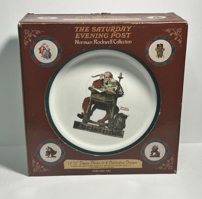 Norman Rockwell Dinner Plate Set   Saturday Evening Post Collection   NEW IN BOX