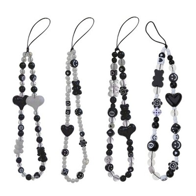 Beaded Phone Charm Lanyards Bear Dice-Beaded Wrist Strap Handmade Phone Chain