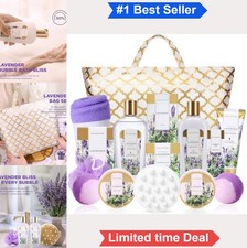 Spa Gift Basket for Women Lavender 15 Piece Bath Set Shower Gel Scrub Oil Salts