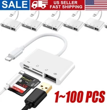 For iPhone iPad IOS 12 Portable 4 in 1 USB SD TF Card lot Reader Camera Adapter