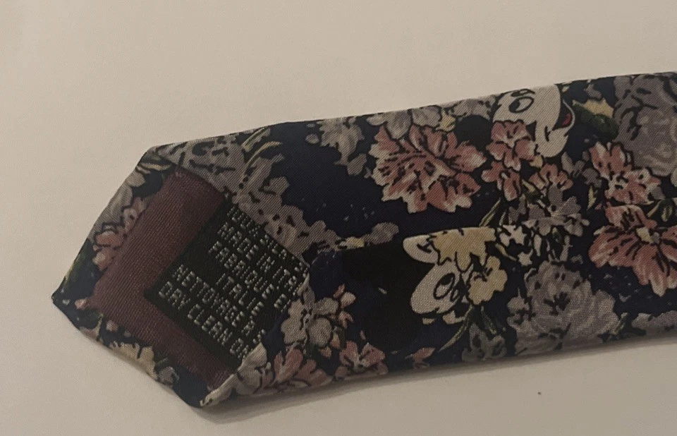 Corbata - Corbata Disney Mickey Flowers 100% Seda - Hecha en Italia Foto 3 de 4