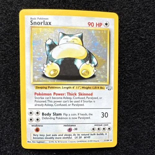 Pokémon Snorlax Jungle 11/64 Holo Rare 90 HP Basic English 1999