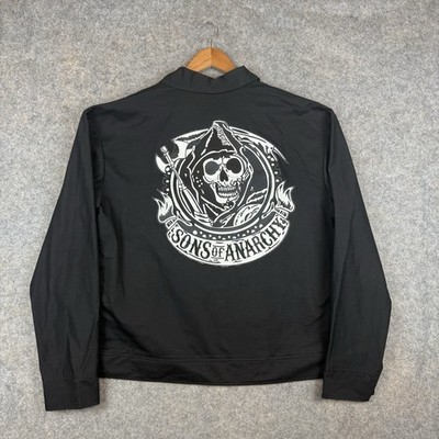 Sons of Anarchy Jacket Mens XL Black Mechanics Reaper Zip Up Canvas Motorcycle