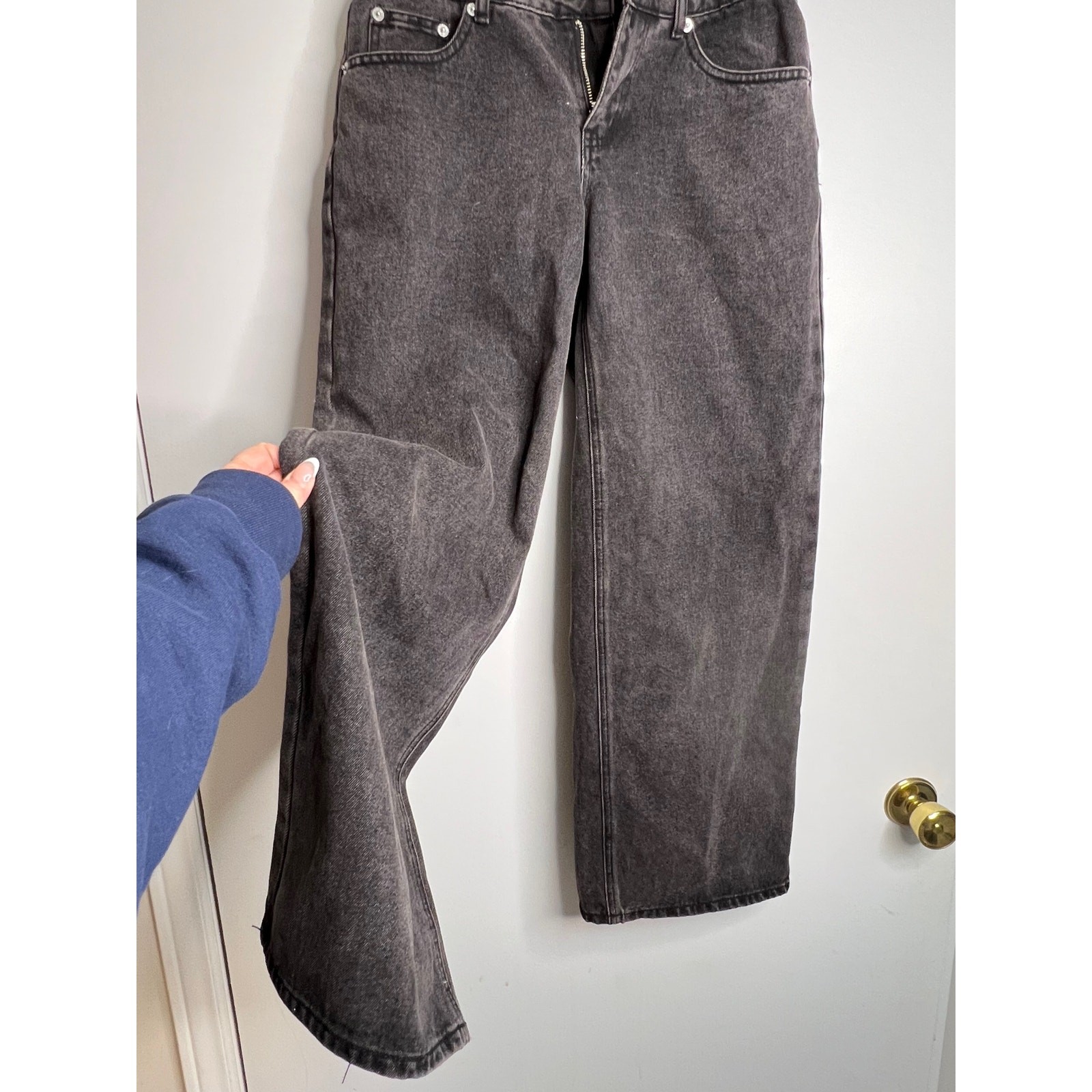Edikted Black Wide Leg Jeans Size Small image 2