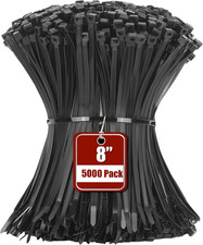 8 Inch Black Zip Tie 5000 PCS, 40 Lbs - Small to Medium Zip Tie, Nylon PA66 UV R