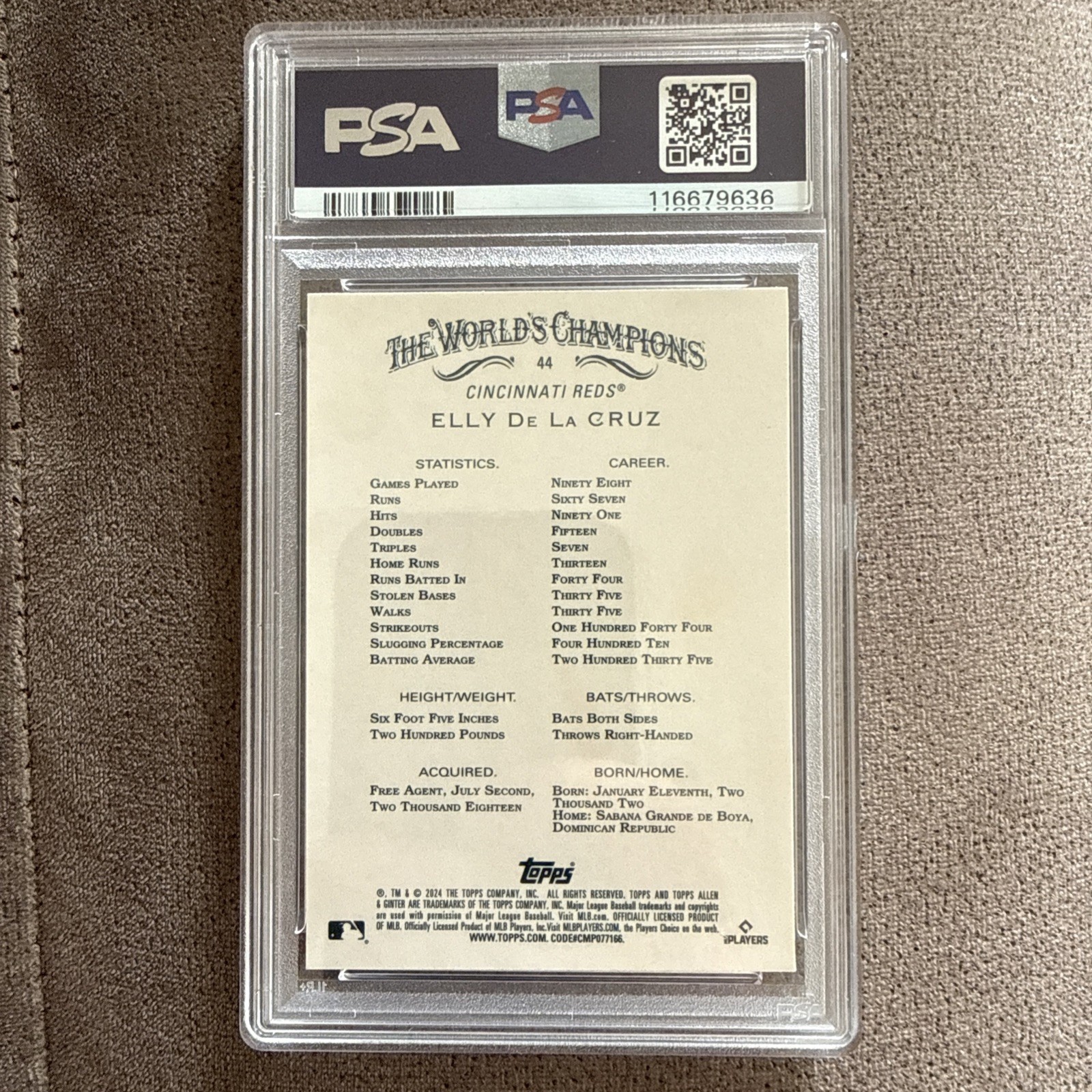 2024 Topps Allen & Ginter - Chrome Elly De La Cruz #44 (RC) PSA 10 view 3