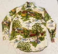 Vintage 90s Liz Claiborne Liz Wear Country Print Button Down Americana Medium