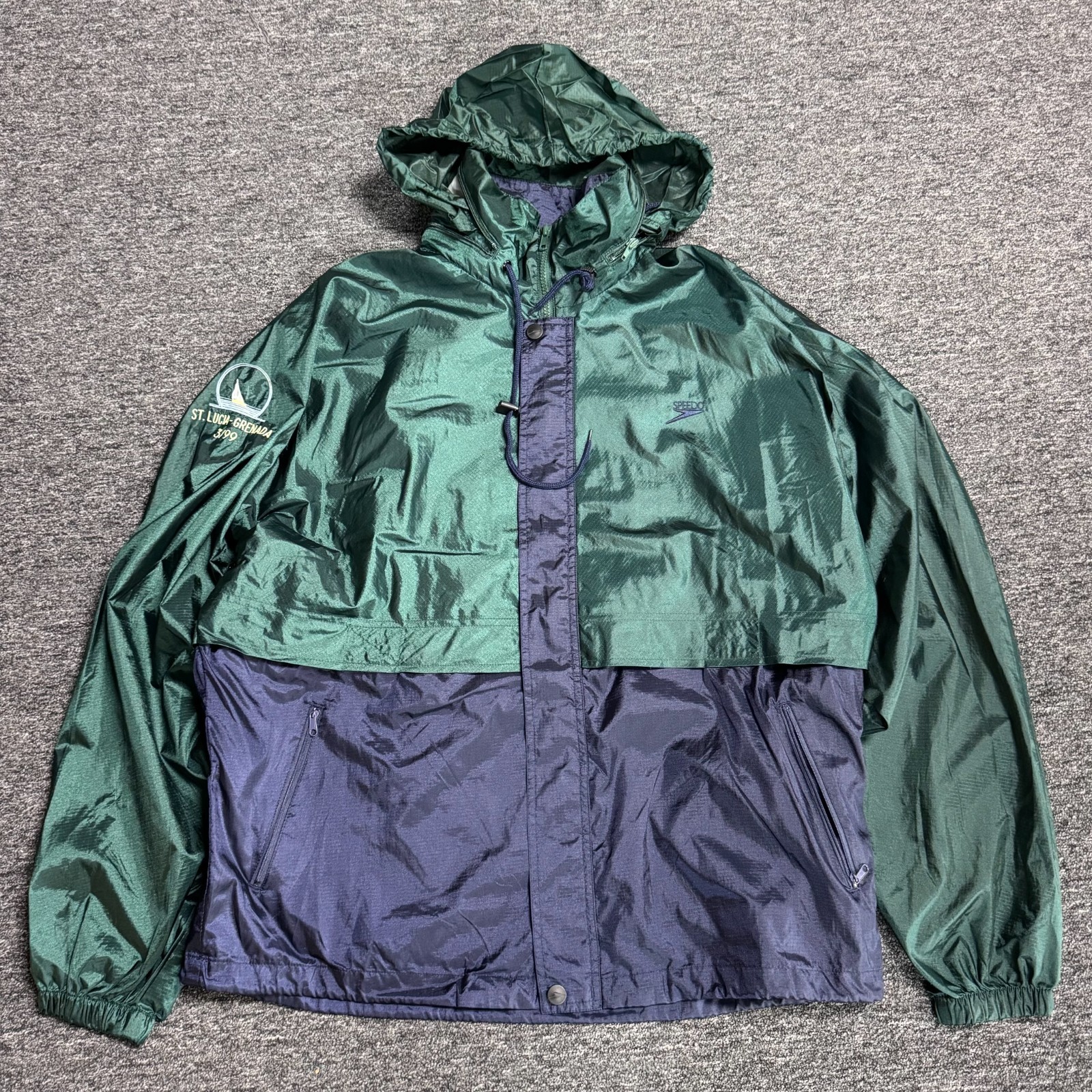 Vintage Speedo Sports Windbreaker Jacket Mens - Size XL Green Colorblock