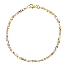 Armkette Singapur 2,4 mm echt Gold 333 (8 kt) in bicolor 19 cm