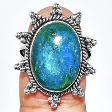 Peruvian Opalina 925 Sterling Silver Ring Size 7  Natural Blue Opal