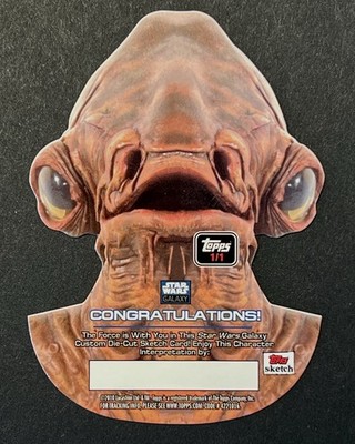 Ultra Rare 2010 BLANK Topps Sketch Star Wars Galaxy Ackbar Trading Card Die-cut