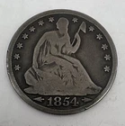 1854 o w/ Arrows Seated Liberty Silver Half Dollar 15 Degree Rotation Type Coin