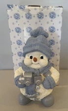 Encore Group Snow Buddies Snowman Buddy Holding Train Figure Large 10.5”T 6.5”W