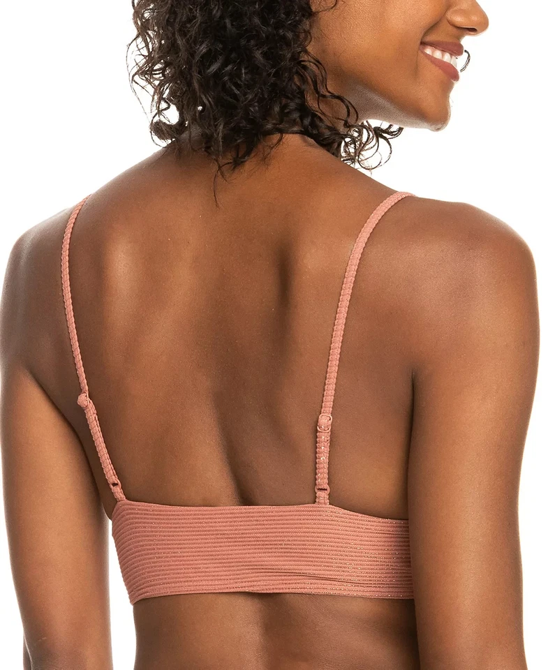 Roxy X4638 Juniors' Coconut Crew Metallic Ribbed Tank Bikini Top, Cedar Wood, XS - Image 4 of 4