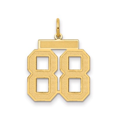 14k Yellow Gold Number 88 Pendant Sporty Font Engravable Bar Athletic Charm